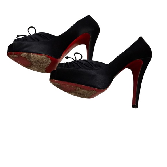 Christian Louboutin Very Pli 2 Silk Satin Ruched Peep Toe Pumps High Heel Shoe - Picture 4 of 6